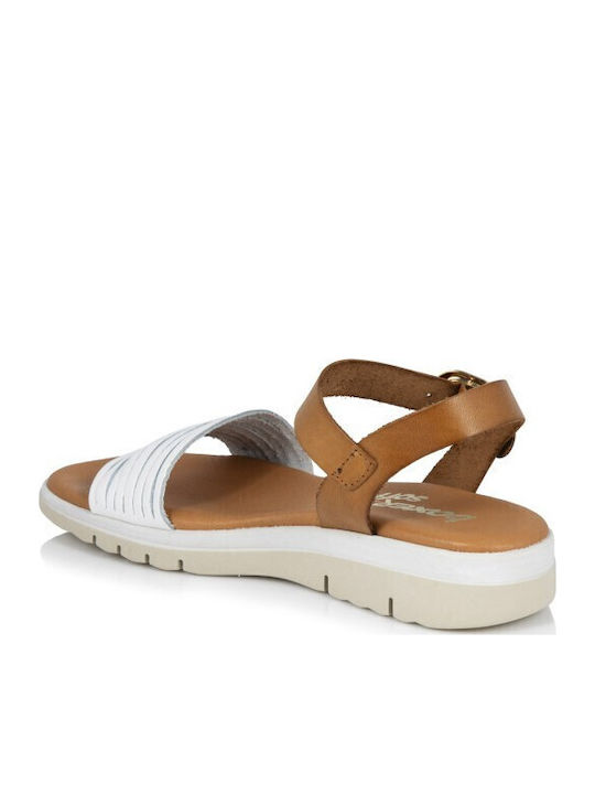 Leather Women's Flat Sandals Beige