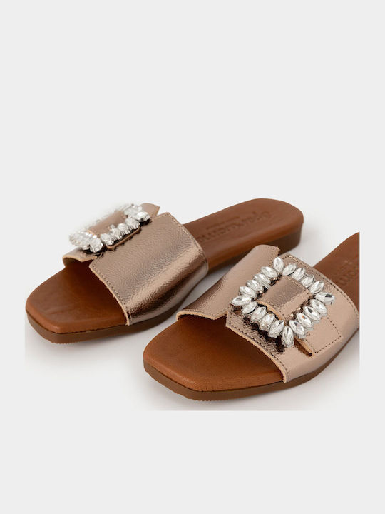 Leder Flache Sandalen Für Damen Rosa Gold