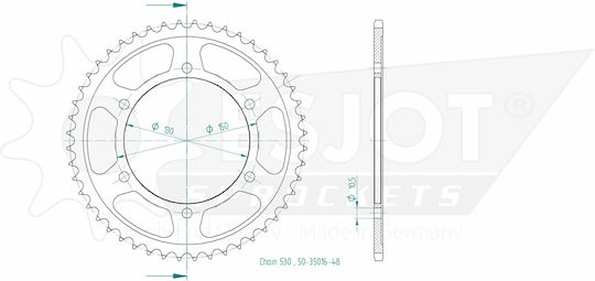 Esjot Steel Rear Sprocket 530 Chain 48 Teeth 50-35016-48