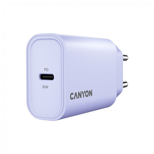 Canyon Kabeloser Handyladegerät mit USB-C Ausgangsanschlüsse 30W Stromlieferung Lila
