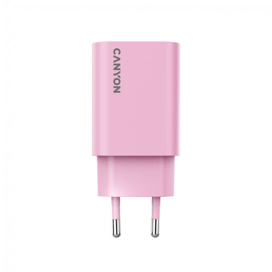 Canyon Φορτιστής Χωρίς Καλώδιο με Θύρα USB-C 30W Power Delivery Ροζ (OnCharge)