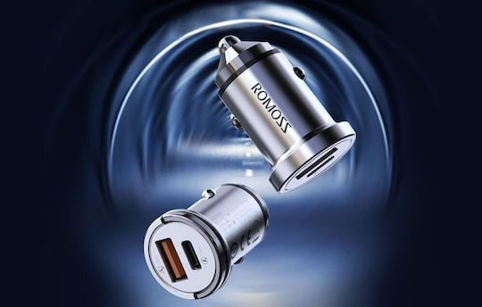 Romoss Auto-Ladegerät 20W Schnellladen mit 2xUSB-A Grau Farbe