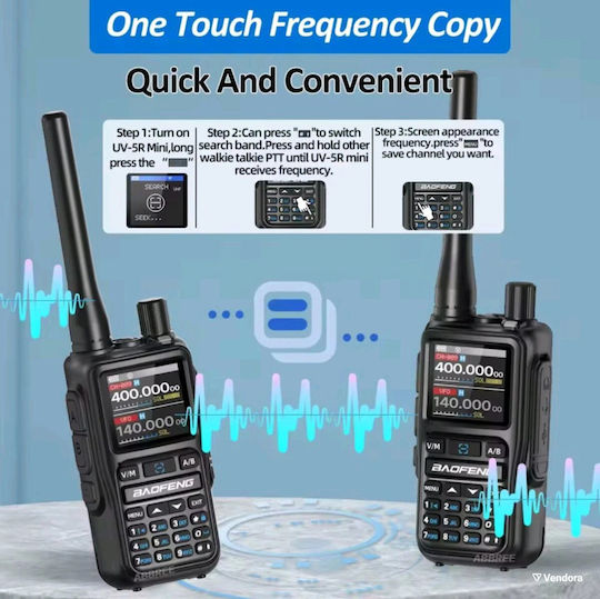 Baofeng UV-5R EU MINI Wireless Two-Way Radio UHF/VHF 5W with Coloured Display Black