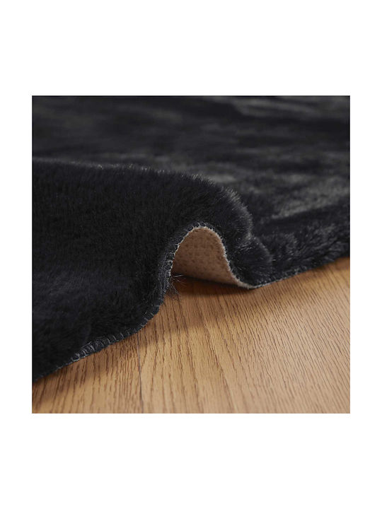 vidaXL Teppich Rechteckig Synthetisch,Polyester/Cotton/Leather Schwarz