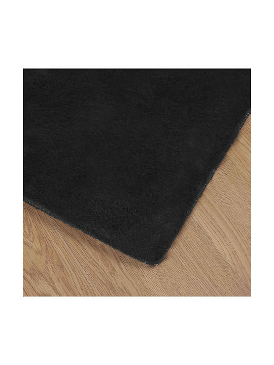 vidaXL Teppich Rechteckig Synthetisch,Polyester/Cotton/Leather Schwarz