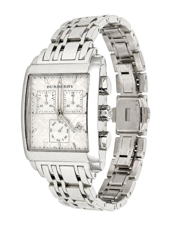 Burberry Men's Watch 38mm Chronograph Battery with Silver Metal Bracelet