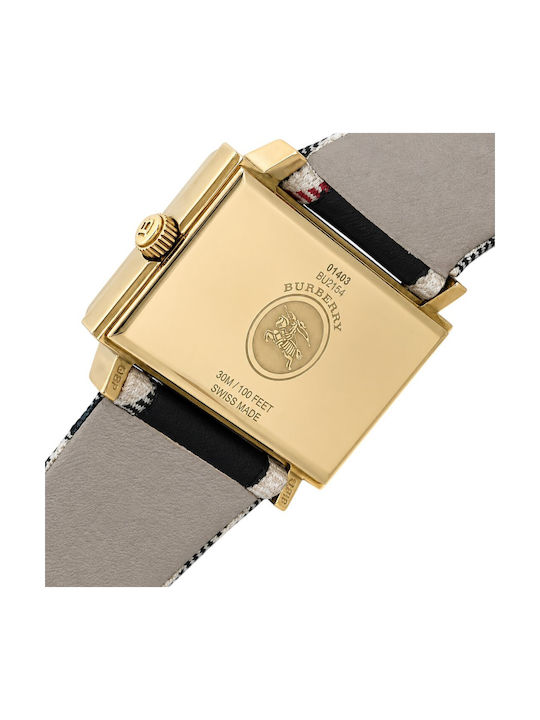 Burberry Γυναικείο Ρολόι 32mm Μπαταρίας με Λευκό Δερμάτινο Λουράκι