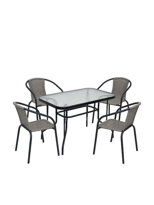 Baleno Garten- und Outdoor-Möbelsets 4 Stück Schwarz E240,18W