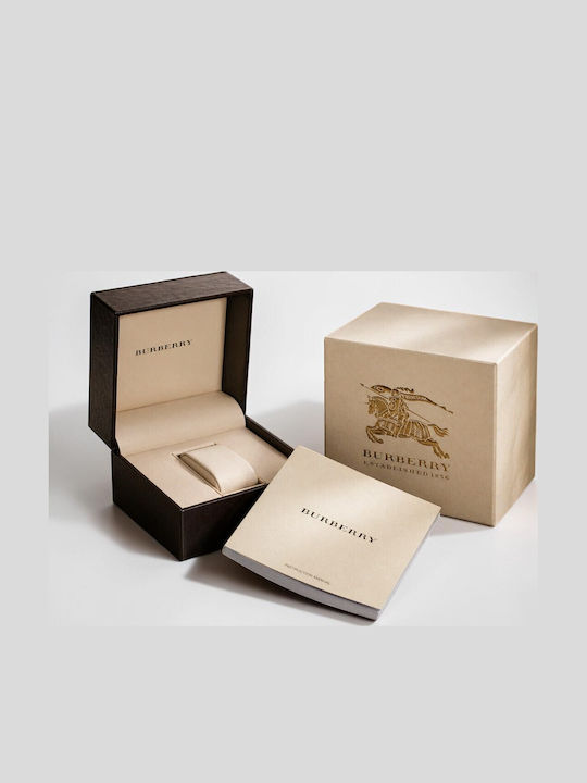 Burberry Γυναικείο Ρολόι 16mm Μπαταρίας με Ασημί Δερμάτινο Λουράκι
