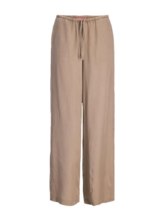 Women's Fabric Trousers with Rubber Band in Loose Fit Puros