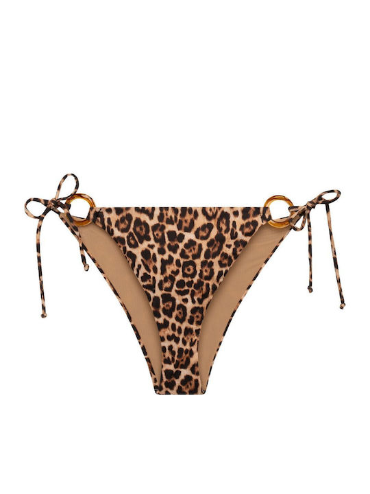 Bikinihosen Slip mit Schnürung Leopardenmuster