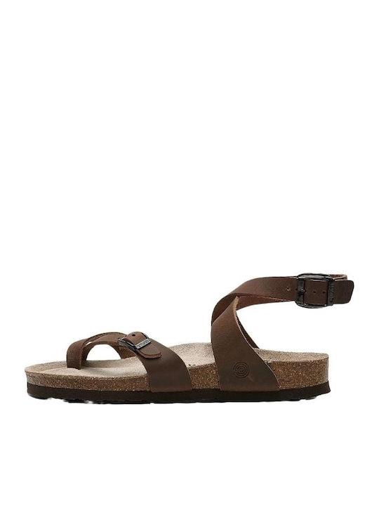 Leather Women's Flat Sandals Anatomic Marron Apure