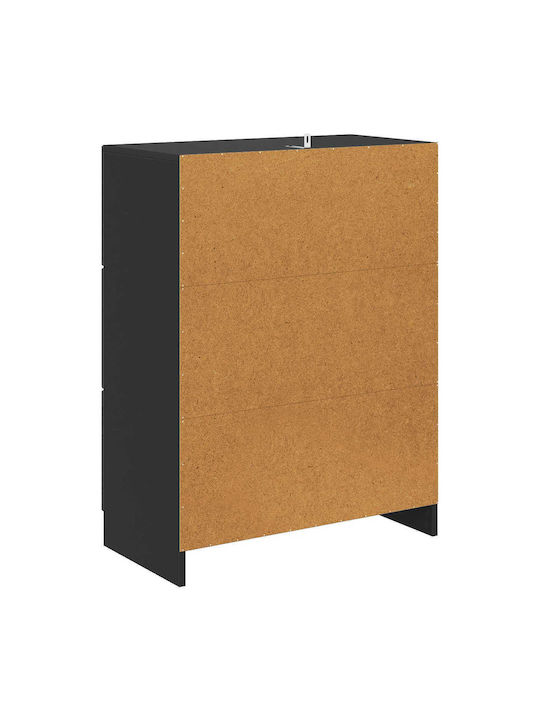 Comodă Dormitor Din Lemn Cu 2 Sertare Neagră 66x34.5x87cm