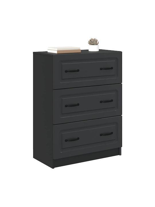 Comodă Dormitor Din Lemn Cu 2 Sertare Neagră 66x34.5x87cm