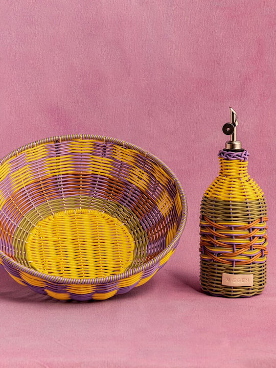 Maegen Διακοσμητικό Μπωλ Rattan Κίτρινο 11x11cm