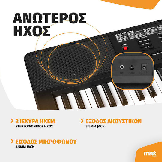 Max Keyboard RHAPSODY54 with 54 Keys with Stand Black