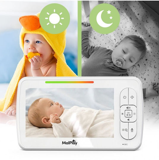 MalPlay NannyEye Monitor Pentru Bebeluși Fără Fir cu Comunicare Bidirecțională și Cântece de Leagăn