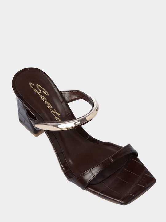 Mules with Heel in Brown Colour