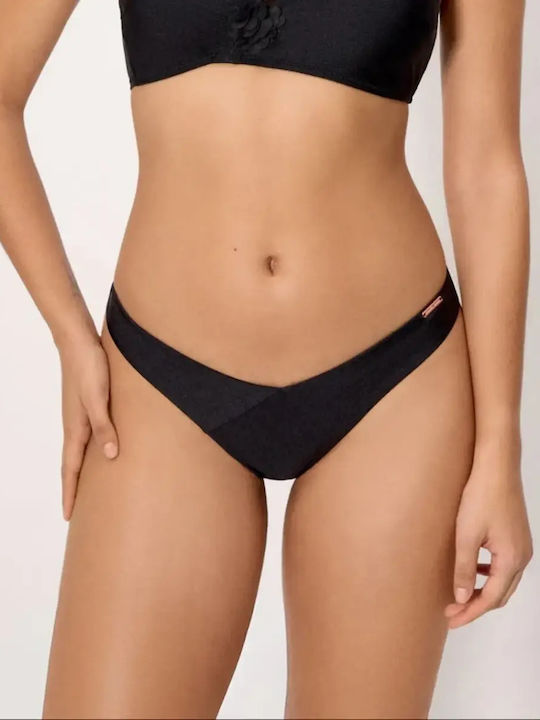 Set Bikini Με Έναν Ώμο με Αφαιρούμενη Ενίσχυση & Brazil Μαύρο