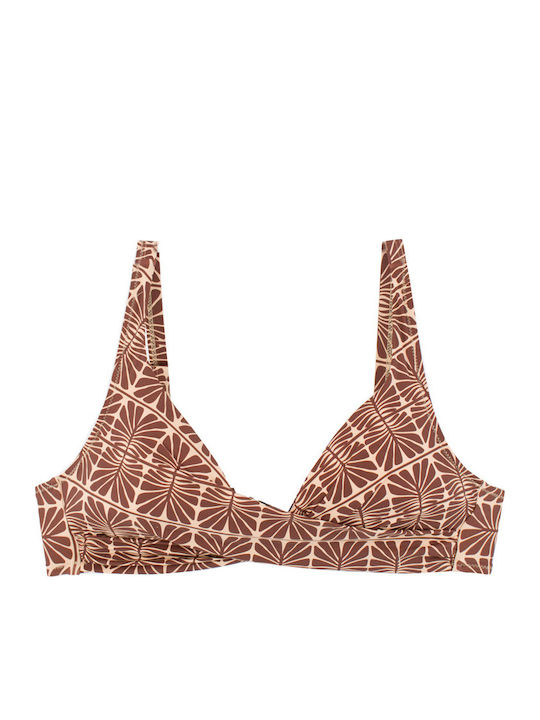 Γυναικείο Μαγιό Bikini Χωρίς Μπανέλα Ντραπέ Καφέ