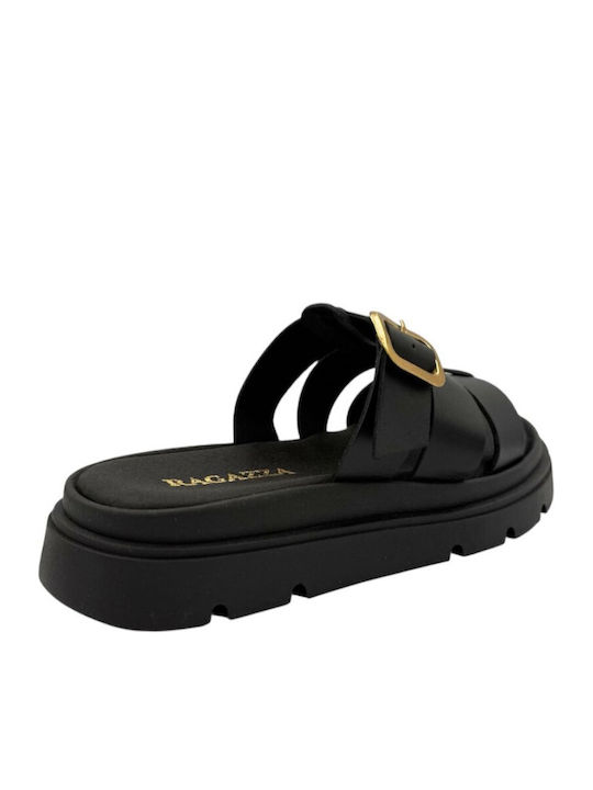 Δερμάτινα Γυναικεία Ανατομικά Σανδάλια New Black