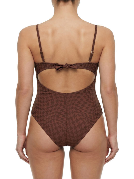 Strapless Ολόσωμο Μαγιό Καφέ