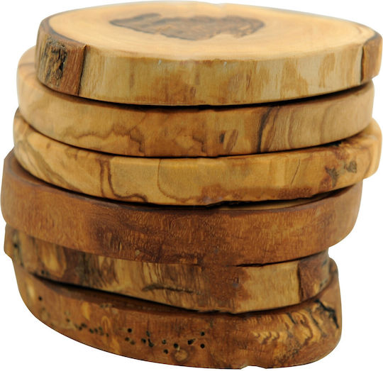 Round Coaster Wooden Pink 11cm ac307 4 Pieces