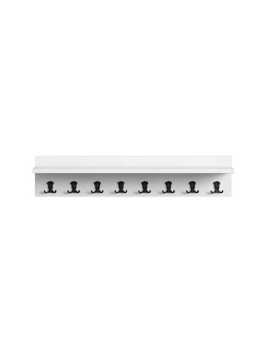 Megapap Wall Hanger Vettini Wooden 16 Hooks White 100x20x12cm