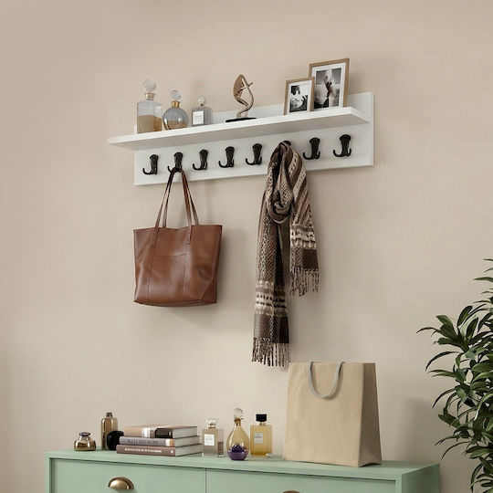 Megapap Wall Hanger Vettini Wooden 16 Hooks White 100x20x12cm