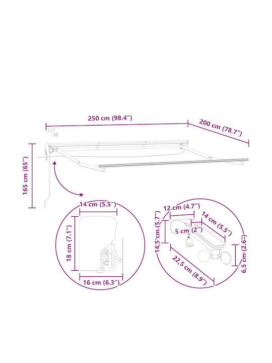vidaXL Markise Terrasse Rosa 2.5x2m