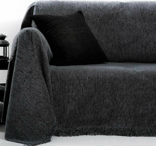 Anna Riska 1300 Dreisitzer-Sofa Wurf Chenille 180x280cm Dunkelgrau