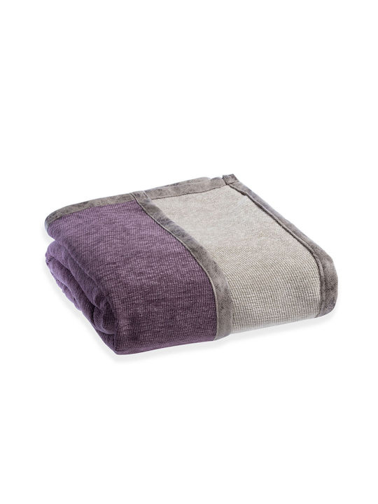 Nef-Nef Homeware New Tanger Ριχτάρι Τετραθέσιου Καναπέ Δύο 'Οψεων Chenille 180x350εκ. Purple/ecru