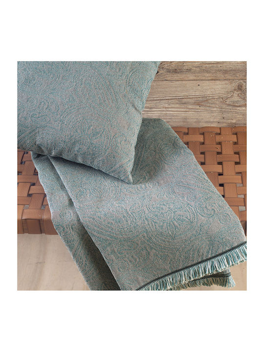 Rythmos Ivy Zweisitzer-Sofa Überwurf Zwei Seiten Jacquard 180x240cm Blau