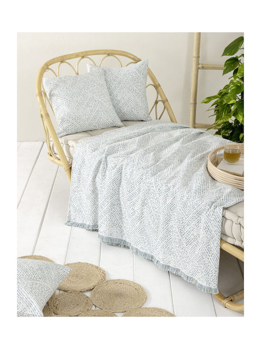 Nima Aria Armchair Throw Chenille 180x180cm White Petrol