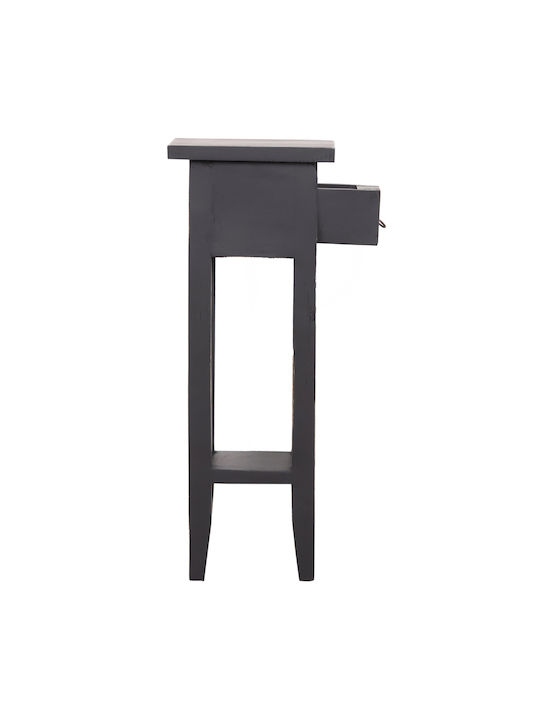 Square Side Table Ramu Made of Solid Wood with Drawers Black M25xW25xH66.5cm