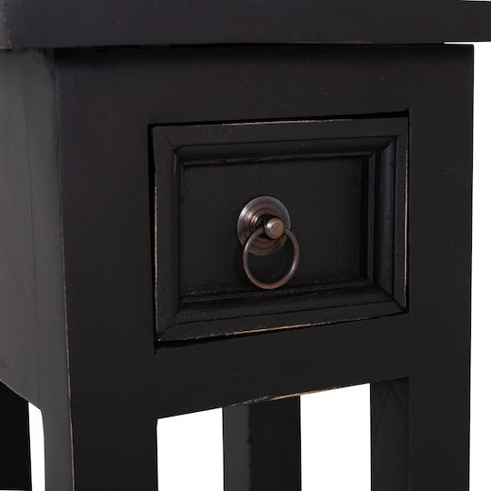Quadratischer Beistelltisch Ramu aus Massivholz mit Schubladen Schwarz M25xB25xH66,5cm