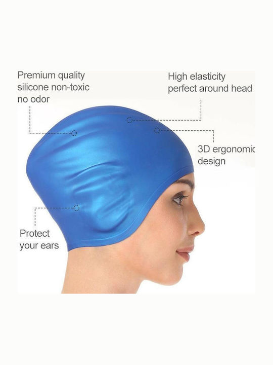 Waterproof Silicone Swimming Cap Solid Color Adults Red