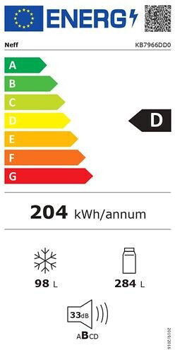 Neff 382лт NoFrost В193.5xШ70.8xД54.8см. Бял KB7966DD0