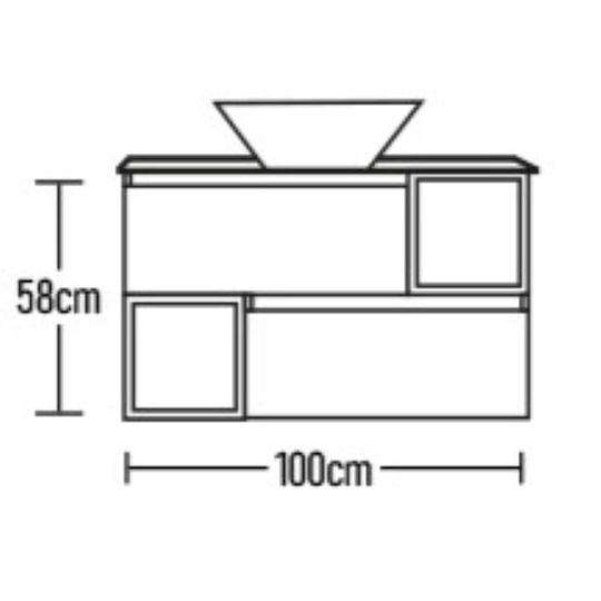 Chrisart Blat cu Lavoar & Oglindă L100xW46xH58cm Tecă