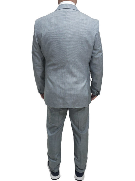 Summer Men's Suit with Vest Slim Fit Light Blue