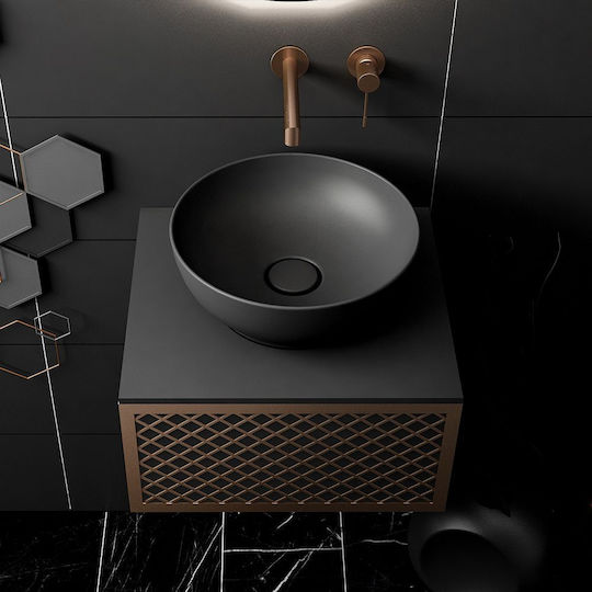 Orabella Countertop with Sink L50xW45xH25cm Black/Gold
