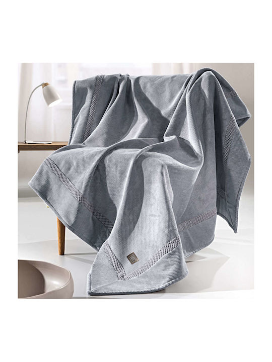 Guy Laroche Rubicon Sofa Throw 2 Seater 2 Sides 170x250cm Silver