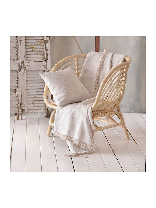 Rythmos Xaviera Four-Seater Sofa Throw 2 Sides Jacquard 180x330cm Ecru