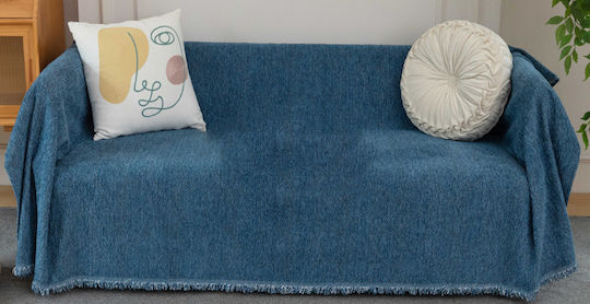 ForHome Τετραθέσιου Καναπέ Π180xΜ320cm Μπλε