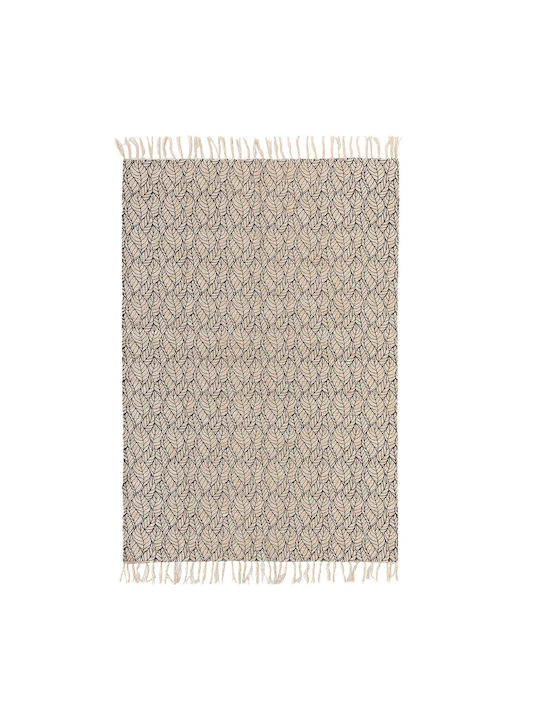 L-C Kalinda Rug Rectangular Summer Wicker with Fringes Noir