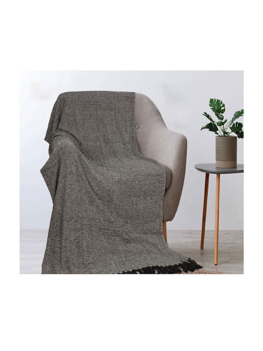 Flamingo Ajay Zweisitzer-Sofa Überwurf Chenille 180x250cm Schwarz