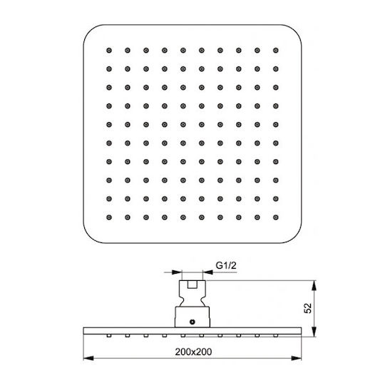 Ideal Standard Idealrain Cube Τετράγωνη Κεφαλή Ντουζ 20x20cm