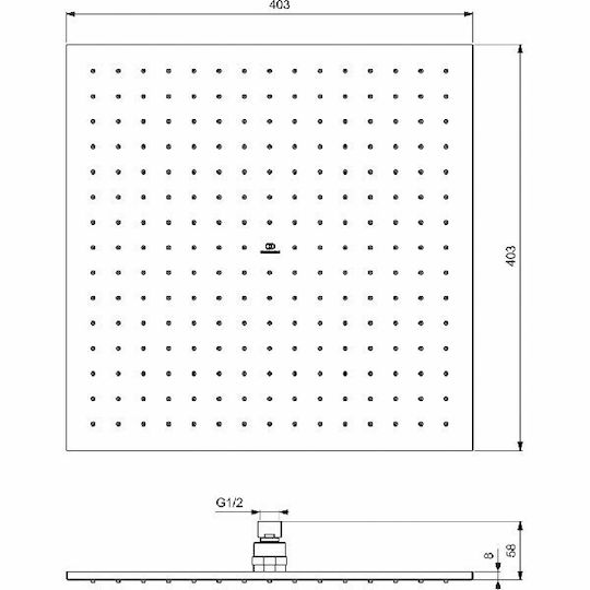 Ideal Standard Idealrain Τετράγωνη Κεφαλή Ντουζ 40x40cm Brushed Gold