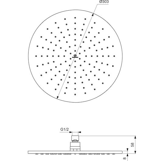 Ideal Standard Idealrain Στρογγυλή Κεφαλή Ντουζ 30cm