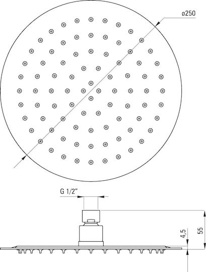 Deante Round Showerhead 25cm